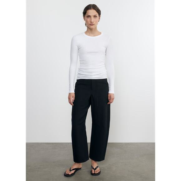 Enza Costa Tops - ENZA COSTA Textured Knit Crew Neck Top Womens Medium White Long Sleeve Shirt NEW